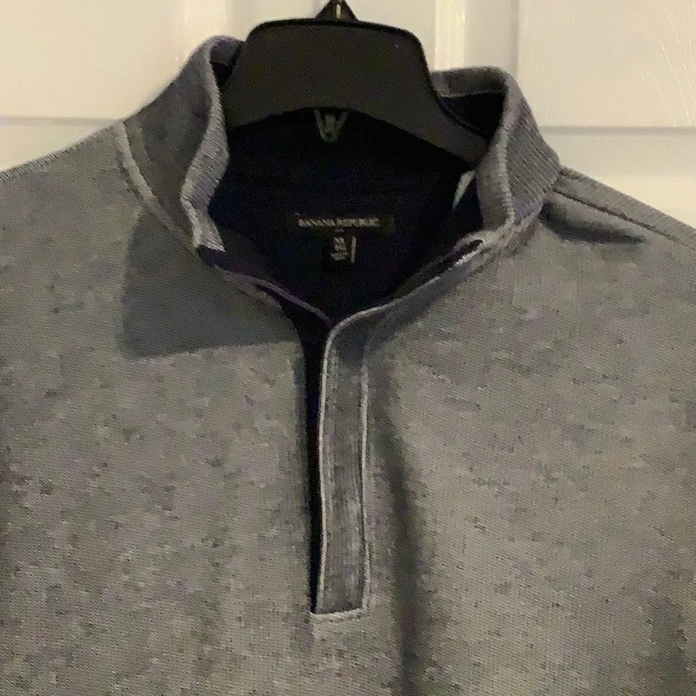 NWOT BANANA REPUBLIC Men’s 1/4 Zip Navy Blue Basic Pullover Golf Preppy Shirt XL